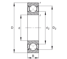 深溝球軸承 6205-C-2Z, 修正的內(nèi)部結(jié)構(gòu)（C 代），根據(jù) DIN 625-1 標(biāo)準(zhǔn)的主要尺寸，兩側(cè)間隙密封