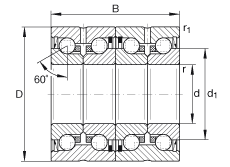 推力角接觸球軸承 ZKLN2557-2RS-2AP, 配對，雙向，兩側(cè)唇密封