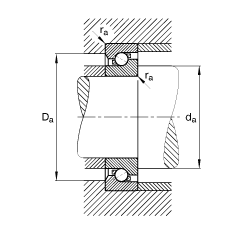 推力角接觸球軸承 BSB045075-T, 單向，接觸角 α = 60°，限制公差