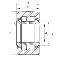 支撐型滾輪 PWTR35-2RS, 滿裝滾子，軸向引導(dǎo)，兩側(cè)唇密封
