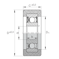 滾輪 KLRZ12X41X16-2RSR, 帶塑料箍，兩側密封