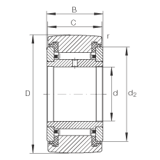 支撐型滾輪 NATR40-PP, 軸向引導(dǎo)，兩側(cè)用推力滑動(dòng)墊圈