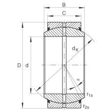 關(guān)節(jié)軸承 GE110-DO-2RS, 根據(jù) DIN ISO 12 240-1 標(biāo)準(zhǔn), 需維護(hù)，兩側(cè)唇密封