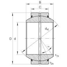 關(guān)節(jié)軸承 GE90-FO-2RS, 根據(jù) DIN ISO 12 240-1 標準, 需維護，兩側(cè)唇密封