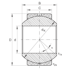 關(guān)節(jié)軸承 GE18-PB, 根據(jù) DIN ISO 12 240-1 標(biāo)準(zhǔn)，尺寸系列 K，需維護(hù)