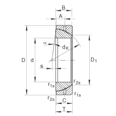 角接觸關(guān)節(jié)軸承 GE55-SX, 根據(jù) DIN ISO 12 240-2 標(biāo)準(zhǔn)，需維護(hù)