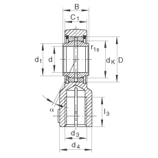 液壓桿端軸承 GIHNRK50-LO, 根據(jù) DIN ISO 12 240-4 標(biāo)準(zhǔn)，帶右旋螺紋夾緊裝置，需維護(hù)