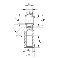 桿端軸承 GIKR8-PB, 根據(jù) DIN ISO 12 240-4 標(biāo)準(zhǔn)，帶右旋內(nèi)螺紋，需維護