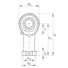 桿端軸承 GIKR8-PB, 根據(jù) DIN ISO 12 240-4 標(biāo)準(zhǔn)，帶右旋內(nèi)螺紋，需維護