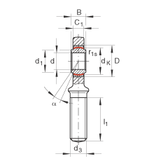 桿端軸承 GAR8-UK, 根據(jù) DIN ISO 12 240-4 標(biāo)準(zhǔn)，帶右旋外螺紋，需維護(hù)