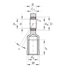 桿端軸承 GIL70-UK-2RS, 根據(jù) DIN ISO 12 240-4 標準，帶左旋內螺紋，免維護，兩側唇密封