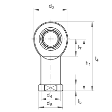 桿端軸承 GIL70-UK-2RS, 根據(jù) DIN ISO 12 240-4 標準，帶左旋內螺紋，免維護，兩側唇密封