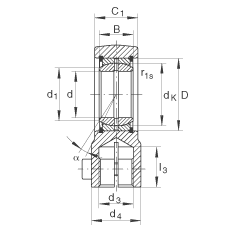 液壓桿端軸承 GIHRK20-DO, 根據(jù) DIN ISO 12 240-4 標(biāo)準(zhǔn)，帶右旋螺紋夾緊裝置，需維護