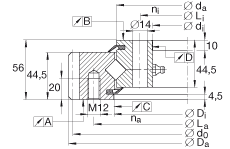 交叉滾子軸承 XSA140844-N, 標(biāo)準(zhǔn)系列 14， 外部的齒輪齒，兩側(cè)唇密封