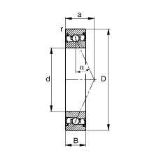 主軸軸承 HSS7024-E-T-P4S, 調節(jié)，成對安裝，接觸角 α = 25°，兩側唇密封，非接觸，限制公差