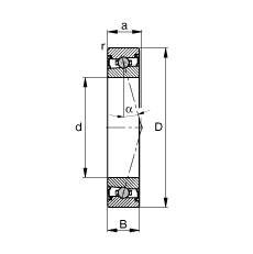 主軸軸承 HCS7004-C-T-P4S, 調(diào)節(jié)，成對安裝，接觸角 α = 15°，兩側(cè)唇密封，非接觸，限制公差
