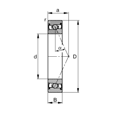 主軸軸承 HCS7004-E-T-P4S, 調(diào)節(jié)，成對或單元安裝，接觸角 α = 25°，兩側(cè)唇密封，非接觸，限制公差