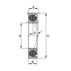 主軸軸承 HCB71920-C-T-P4S, 調節(jié)，成對或單元安裝，接觸角 α = 15°，陶瓷球，限制公差