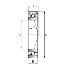 主軸軸承 HS7015-C-T-P4S, 調(diào)節(jié)，成對(duì)安裝，接觸角 α = 15°，限制公差