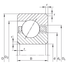 薄截面軸承 CSEF075, 角接觸球軸承，類(lèi)型E，運(yùn)行溫度 -54°C 到 +120°C