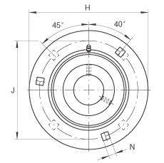 軸承座單元 GRRY30-VA, 帶三個(gè)/四個(gè)螺栓孔的法蘭的軸承座單元，沖壓鋼板，內(nèi)圈帶平頭螺釘，R 型密封， 耐腐蝕保護(hù)