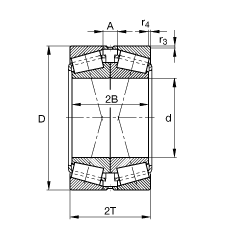 圓錐滾子軸承 32964-N11CA, 根據(jù) DIN ISO 355 / DIN 720 標(biāo)準(zhǔn)的主要尺寸，可分離，X型成對布置，有軸向內(nèi)部游隙